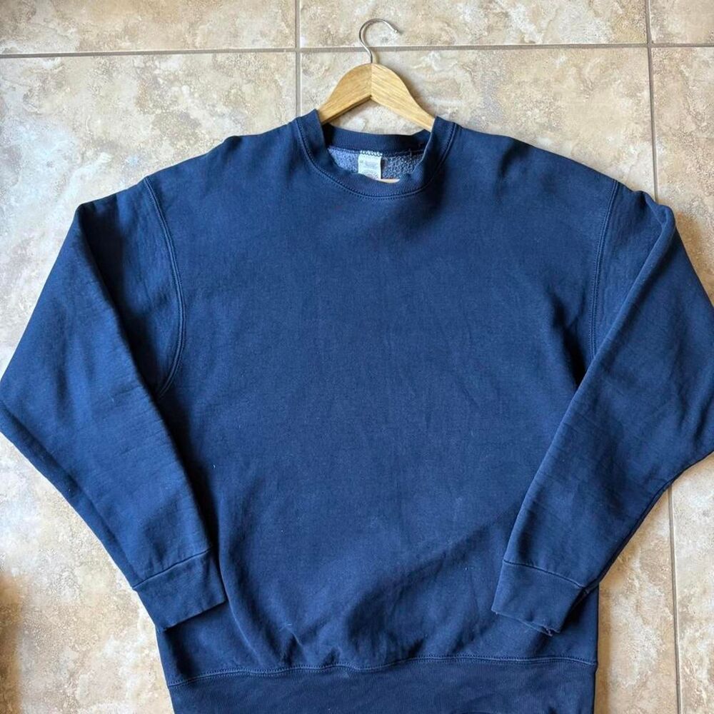 Vintage 1990s Munsingwear Blank Crewneck Sweatshirt Navy Blue XXL Made in USA